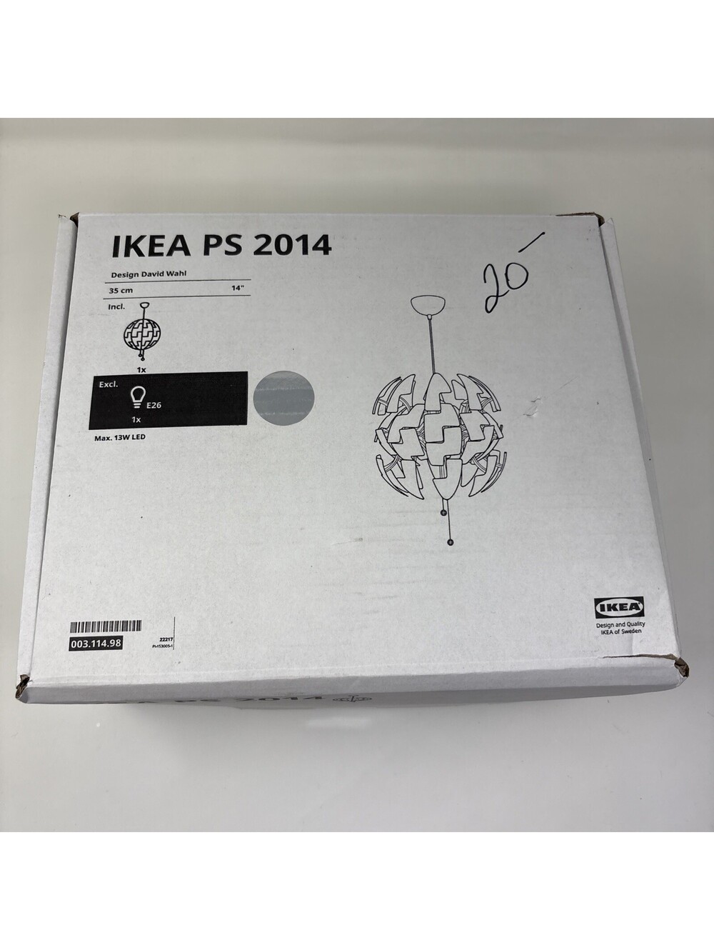 IKEA PS 2014 David Wahl Swag Pendant Lamp "Death Star" White 14" New Open Box
